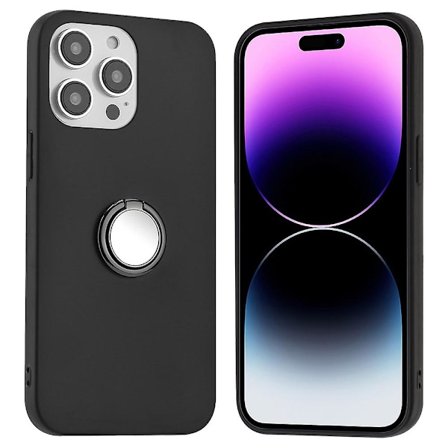 Cover för Iphone 15 Pro, Matt Tpu- case Spegelliknande ring Kickstand Telefonskal