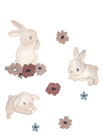 That's Mine Wallstickers Bunnies And Flowers Beige
