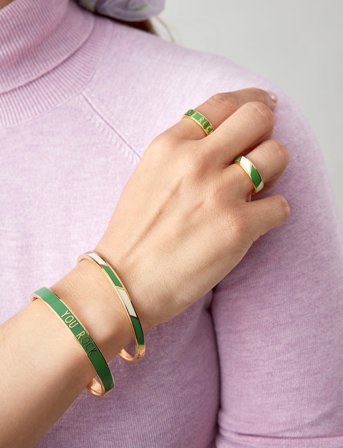 Design Letters Striped Candy Bangle - Green - ONE SIZE