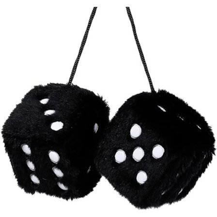 Par med retro fyrkantiga spegelhängande par luddiga plysch tärningar med