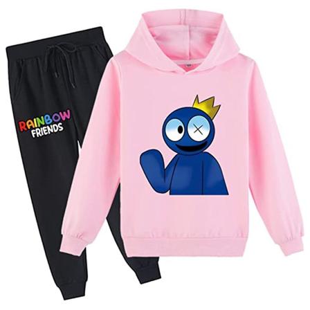 7-14 år Barn Tenåringer Rainbow Friends Treningsdresssett Hettegenser Topper+bukser Antrekk Pink 7-8Years