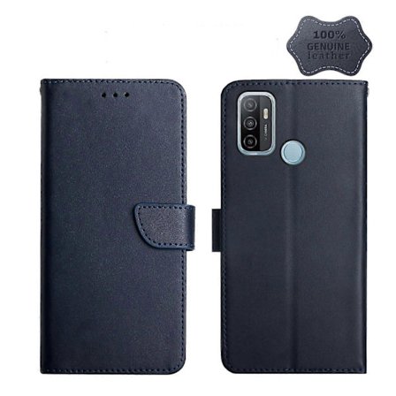 Kompatibel med OPPO A53 Læder Fingeraftrykssikker Horisontal Flip Telefon Cover