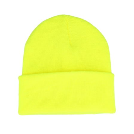 Beechfield - Yellow cuff Beanie - Kids Fluorescent Yellow Junior Cuff @ Hatstore