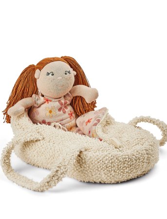 Smallstuff Doll Carrier, Off. White Bouclé - Cream - ONE SIZE 38 cm