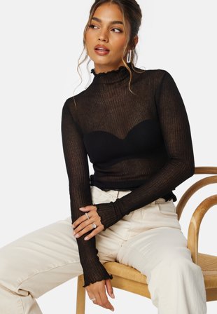 ONLY Baby L/S Mock Neck Top Black Klær