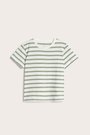 Kappahl | Stripete T-skjorte i myk bomullsfloss Mørkegrønn 86/92 | Mørkegrønn