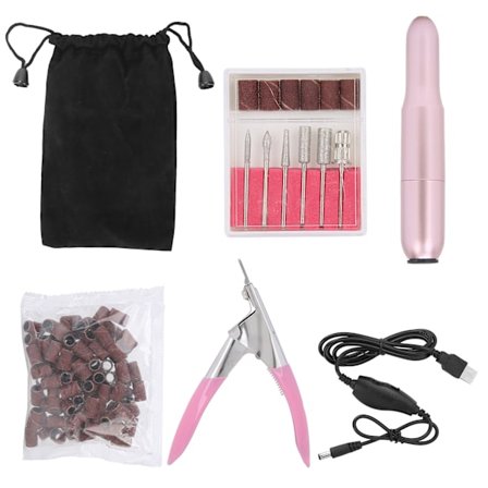 USB-sähköinen kynsiviilapenni, hiomapapereiset vaihtopäät, kynsiviila, sakset, kynsikoristeluvälineiden setti