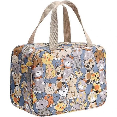 【PP】Stor vandtæt toilettaske til kvinder, makeup taske, kosmetiktaske, svømmetaske, træningstaske (gråblå kat)