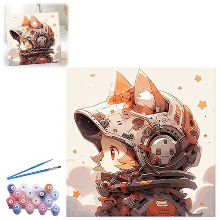 DIY Måla efter nummer-kit, Air Cat Force Astro Cat Enkla måla efter nummer-kit