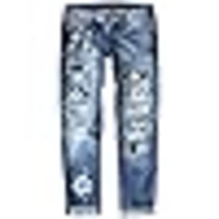 Dame Ripped Leopard Floral Patchwork Jeans Destroyed Slim Fit Denim Bukser