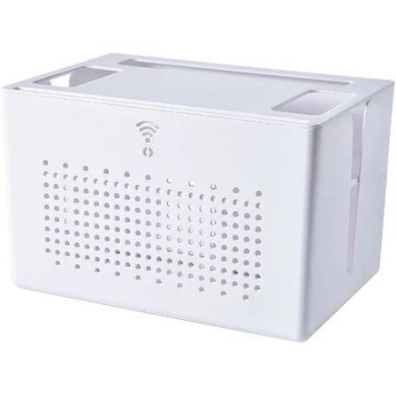 Dobbeltlags Wifi Router Opbevaringsboks Skrivebordsbase Trådororganiseringsboks Digitalboks Artikel Skjult Opbevaringsboks Hvid
