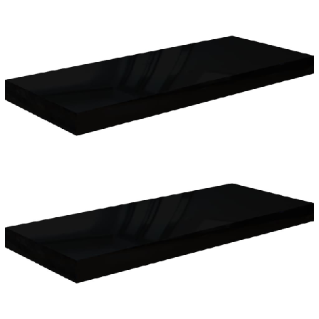 Vidaxl Svävande Vägghyllor 2 St Svart Högglans 60x23,5x3,8 Cm Md Svart