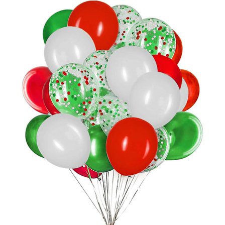 Röda Gröna Vita Ballonger, Röda Gröna Och Vita Ballonger Konfetti Ballong Julballonger För Jultema Födelsedagsfest, 12 Tum, Pack Om 50