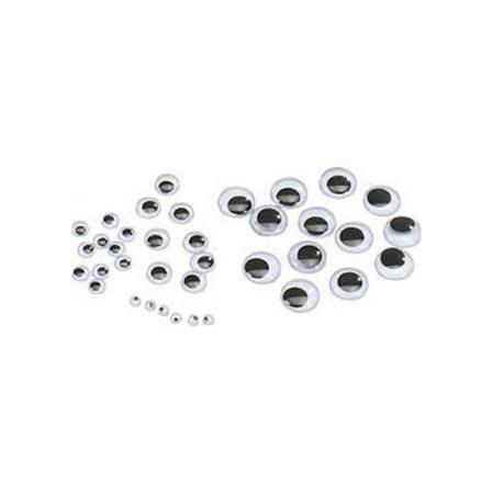 Plastögon 4 Storlekar 200/fp (50 St/storlek 4mm-15mm), Svart/vit Vit
