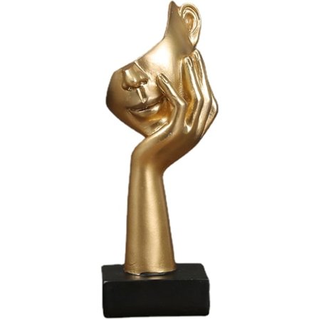 Tænker Statue - Abstrakt tavs guld skulptur, moderne boligindretning, klaverborddekoration til værelse, hjem, kontor
