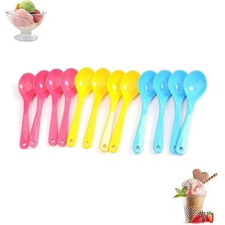 Plastskedar, Dessertkedjor, Plastäggkedjor, 3 Färger, 24 Stycken, Födelsedagar Och Dagligt Bruk Cy