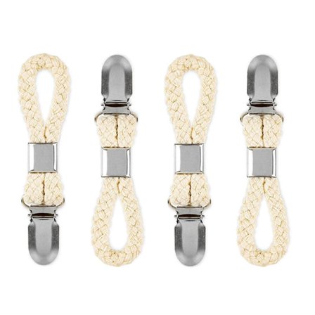 Flettet bomullsloop håndkleklype med metallklemme Allsidig klut-oppheng for hjem, bad og kjøkken 4 stk