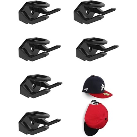 Självhäftande Keps Hållare, Set med 6 Keps Hållare Svart, Väggmonterad{HH}