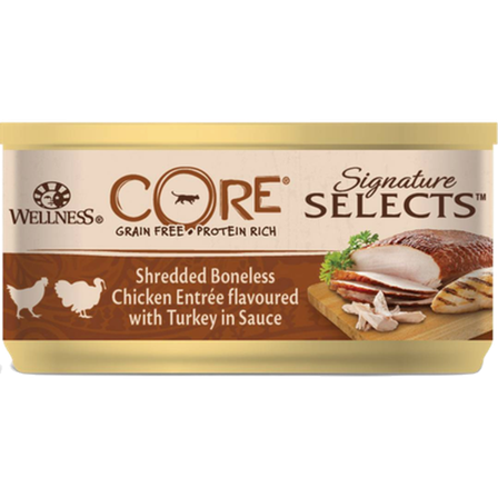 CORE Petfood - Cat Adult Signature Selects Strimlet kylling og kalkun våt 79g - Katt - Kattefôr & kattemat - Våtfôr og våtmat - ZOO.no