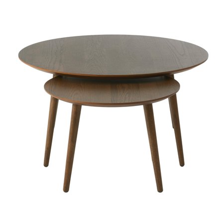 Eksklusivt Adda sofabordssæt, Ø88/58 - 88/58x88/58x45/41cm - Elegant stuebord i egetræsfiner & massiv eg - Sofabord