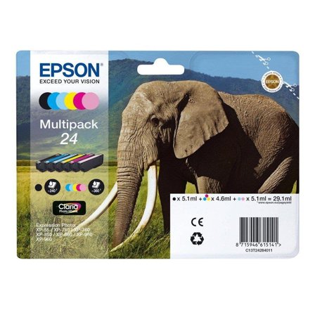 Epson 24 Multipack - 6-pack - svart, gul, cyan, magenta, lys magenta, lys cyan - original - blekkpatron