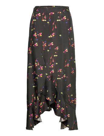 Skirt In Carp Print W. Ruffels Black Coster Copenhagen