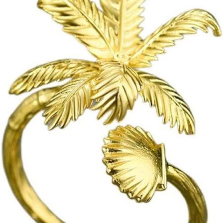 Justerbar ring, guldring med kokospalm och snäckor