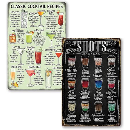 Metall Cocktail Poster Deco Metall Poster Metallskylt Vintage Retro Metall Poster Dekoration, Väggposter För Mural Café Bar 20 * 30cm 2 Stycken