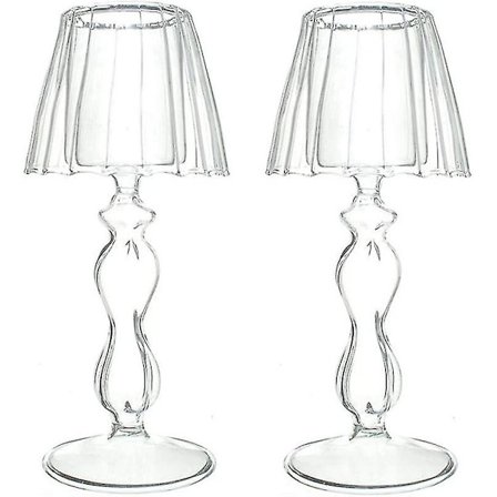 2 stk Lysformet Glass Te-lys Holder, Krystall Lysestake Midtpunkt, Fest Bryllup