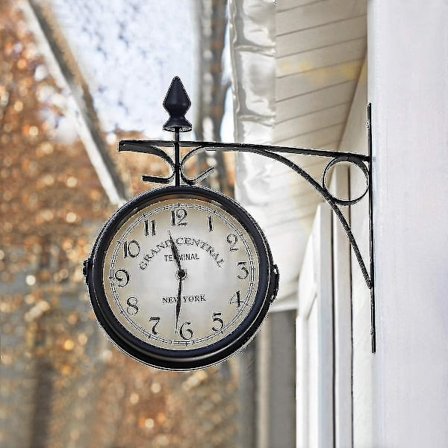 Kaksipuolinen seinäkello Asemakello Puutarhakello 33 X 30 X 10 Cm