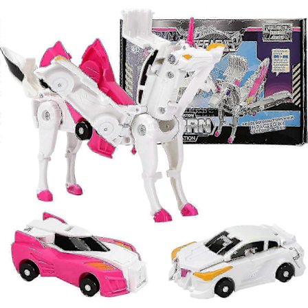Transformer, Transformer legetøjsfigur og køretøjssæt til småbørn, 2 stk. Transformer bil til børn, Auto billegetøj Pink-Hvid
