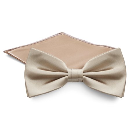 Set de papion pre-legat și batistă de buzunar de culoarea șampaniei pentru bărbați - Seturi cu papion