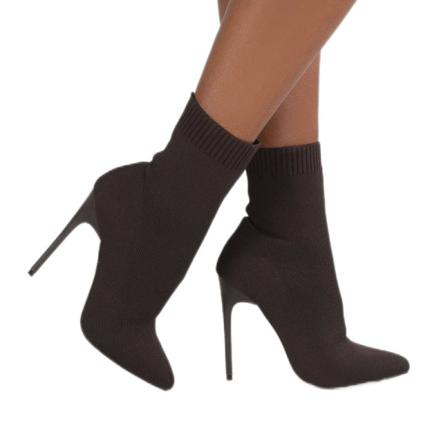Damstrumpa Stil Med Spetsig Tå Elastiska Stövlar Stilettklackskor