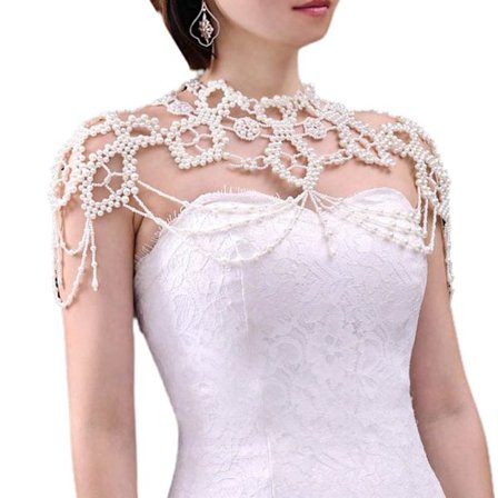 Bröllop Faux Perle Bib Choker Halskjede Smykker Perlebroderi Kroppskjede Sjal Krage