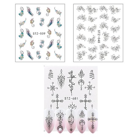 6 st Nail Water Transfer Nail Paste Blommor Och Växter Art Stickers Nagel Dekoration Tillbehör