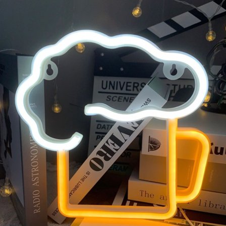 Øl Neon Skilte Øl Skilte Gul Hvid Neon Lys Væg Dekoration Til Bar Natklub Strand Butik Design Ferie Fest Dekoration