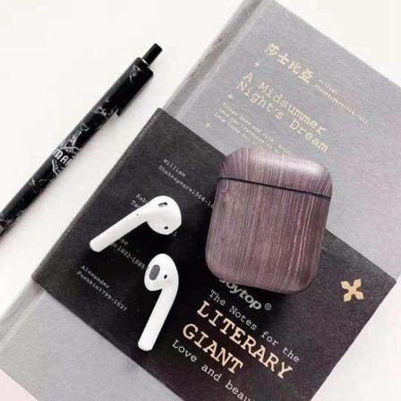 Airpods Skal I Trä-mönster För Män Stötsäkert Mörkbrun One Size