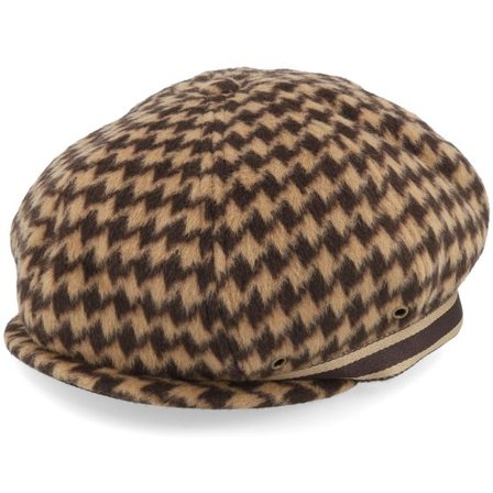 Kangol - Brun traditionalbeanie Keps - Kg Block Zig Driving Cap Brown Flat Cap @ Hatstore