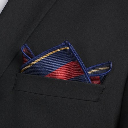 Fazzoletto da taschino in seta rosso e oro con fantasia a righe per uomini - Fazzoletti da taschino fantasia