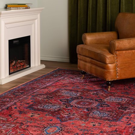 Waschbar Georgia Oriental Rot/Blau Oeko-Tex Teppich