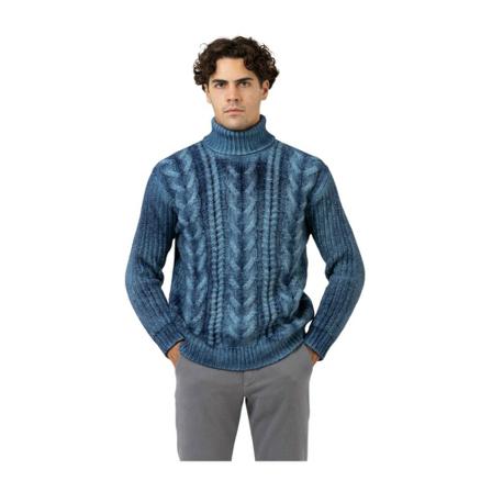 Roberto Collina, Turtlenecks Blauw, Heren, Maat:L