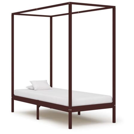 Vidaxl Himmelsäng Med 2 Lådor Mörkbrun Massiv Furu 100x200 Cm Brun