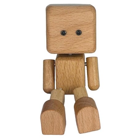 Käsintehty heiluva puinen mieshahmo, söpö puunukke auton sisustukseen, työpöytälelu, loma-lahjaidea ja koristeelliset asusteet, puun väri