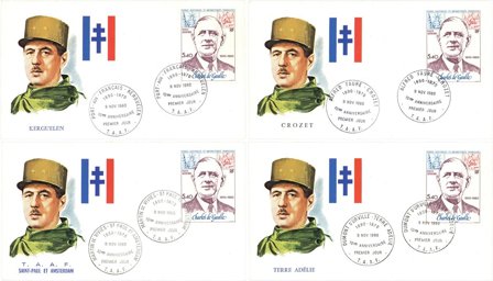 TAAF 1980 - Général de Gaulle - Luftpost YT 61 - 4 FDC