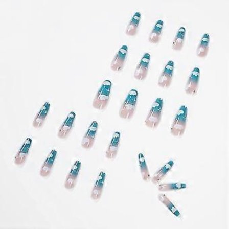 Ekstra lange påsætningsnegle, blanke akrylnegle, kunstige limnegle, 24 stk.
