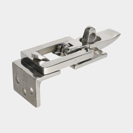 Lucklås med vinkellåsbeslag 89x28mm gjuten RF stål i syrafast rostfritt stål AISI 316, silverfärgad finish