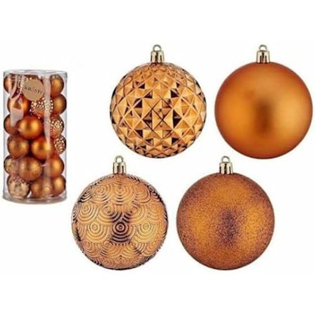 Julekuler - Ikke spesifisert - Sett med 4 - PVC Oransje - 8 cm - Festlig dekorasjon{yh}