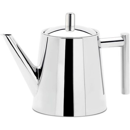 Kaksiseinäinen eristävä teekannu, kiillotettu ruostumaton teräs irrotettavalla suodattimella, sopii induktioliedelle, tippumaton kaatonokka