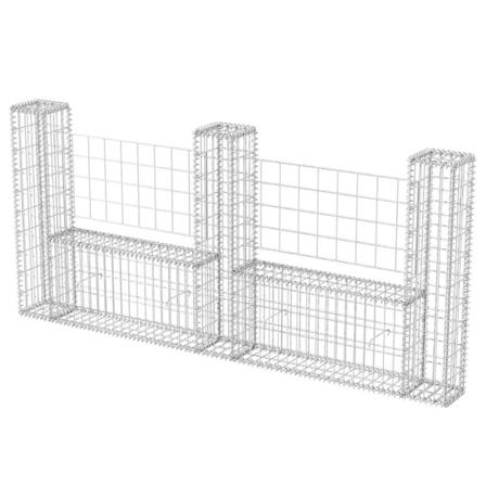 Vidaxl Gabionkorg U-formad Galvaniserat Stål 240x20x100 Cm Silver