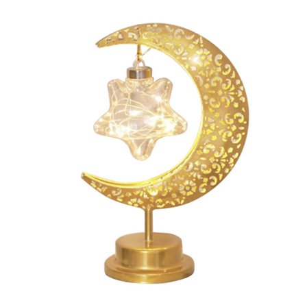 Bordlampe Månelampe Jern Åpent Mønster LED Hengende Måneform Dekorativt Nattlys Stjerne